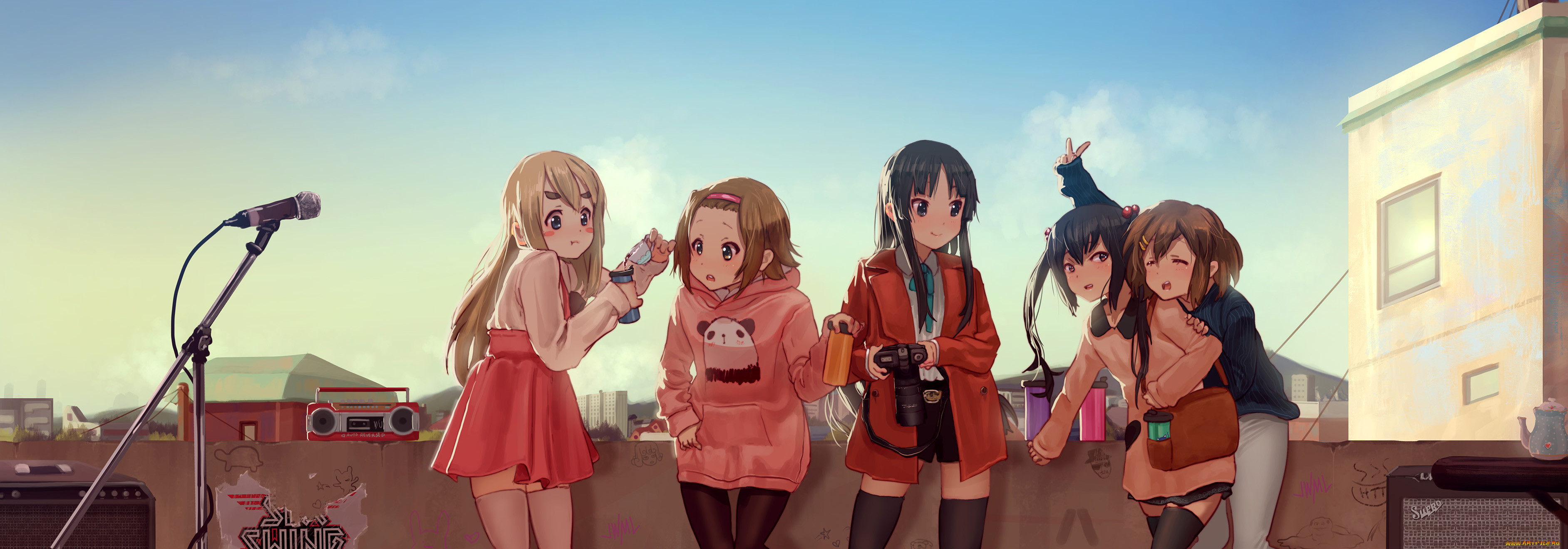 Обои Аниме K-ON!, обои для рабочего стола, фотографии аниме, k-on, девочки,  магнитофон, микрофон Обои для рабочего стола, скачать обои картинки  заставки на рабочий стол.